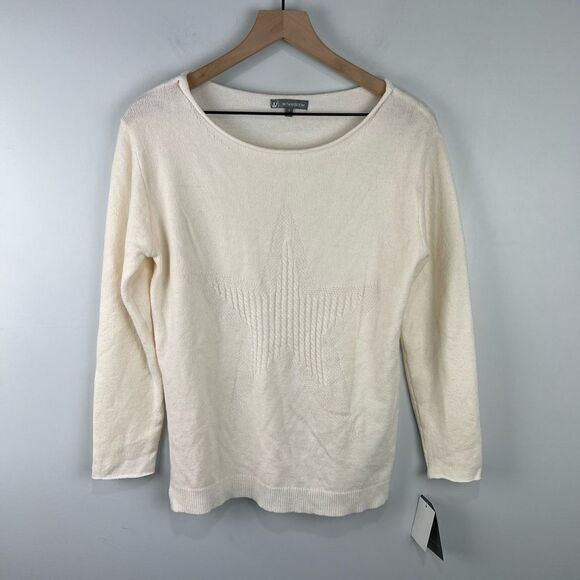 Wit & Wisdom Ivory Long Sleeve Star Sweater S NWT - Picture 1 of 6